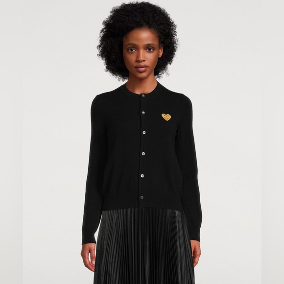 Comme des Garcons Sweaters - Comme des Garcons Play Black Cardigan with Gold Heart